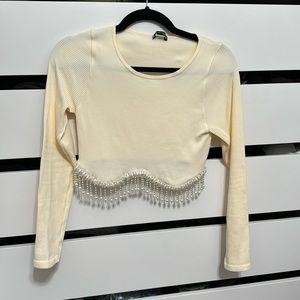 ZARA PEARL CROP TOP CONTOUR long sleeve
